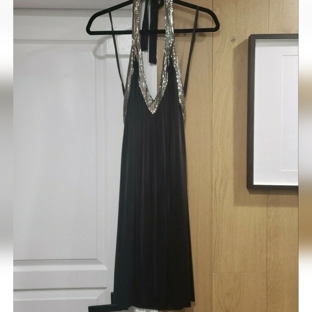 BCBGMaxAzria Black Dress with Silver Accents